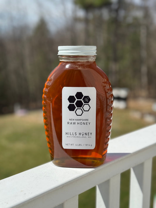 Hills Honey 4 pound bulk honey jar.