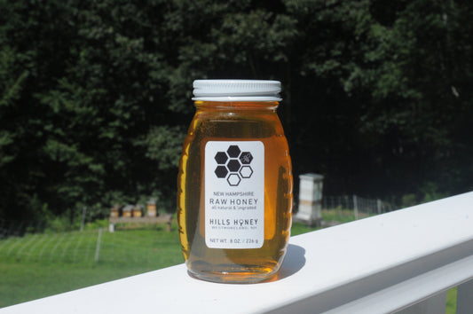 Half Pound (8oz) Raw Honey - Glass Jar